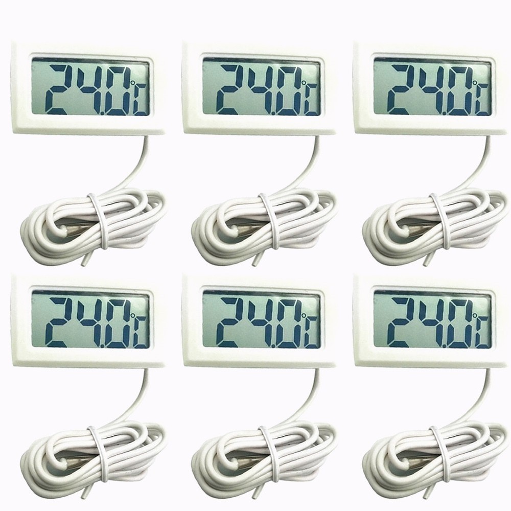 White Digital LCD Thermometer Set with Long Probe for Accurate Readings
