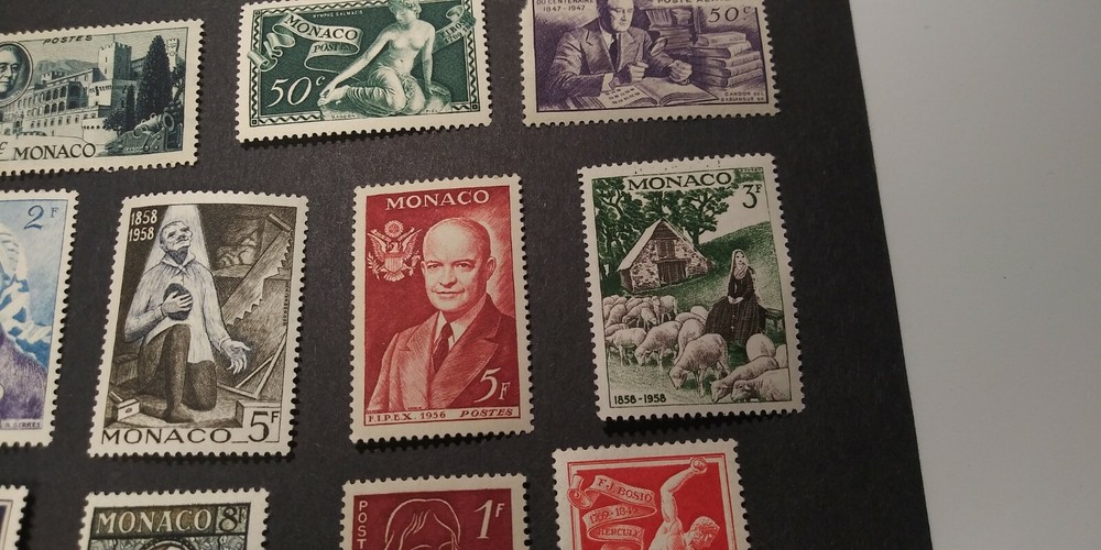 Monaco Postage - 19 Mint stamps - very nice condition - some previously hinged 