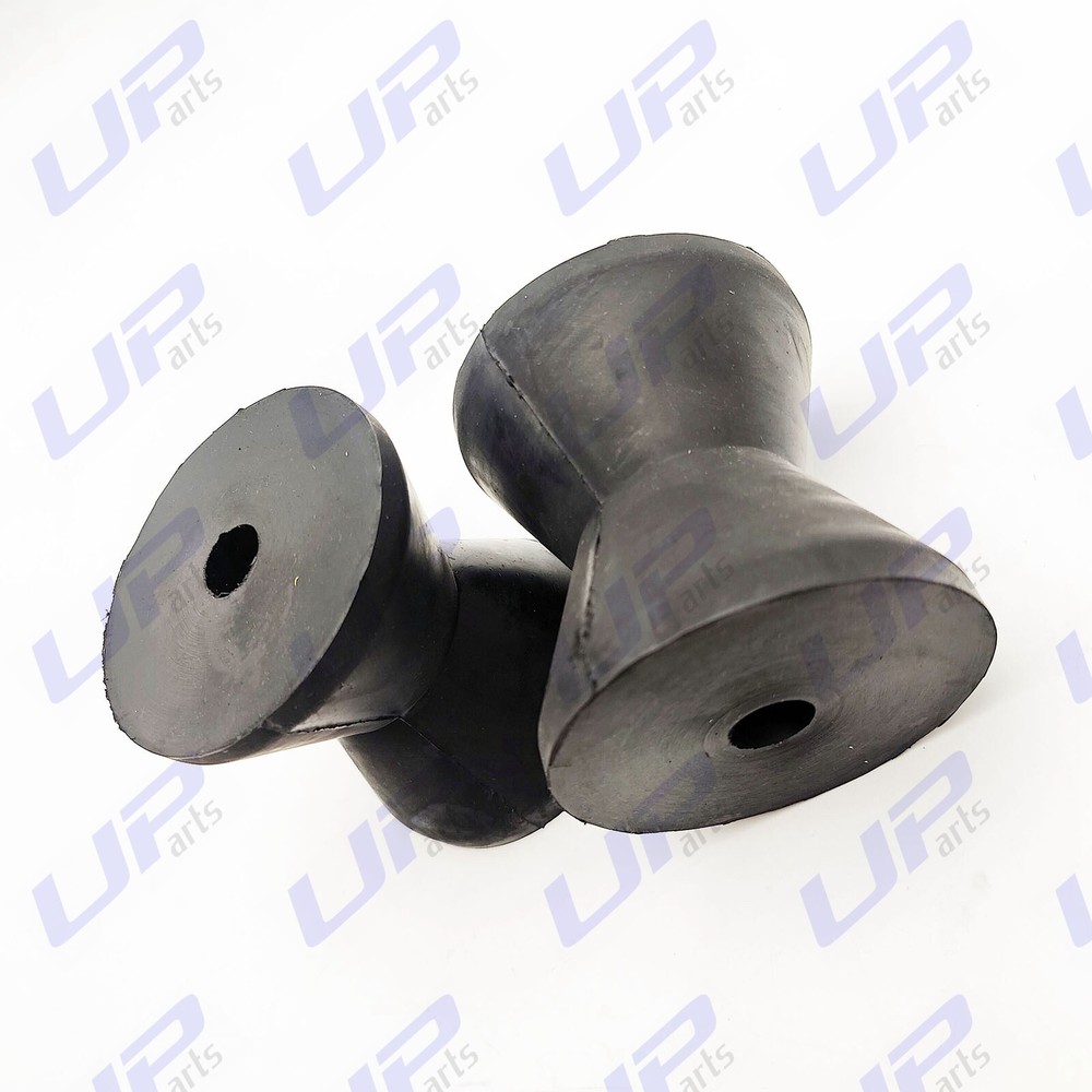 2 Pack 4 Inch Mounting Width Boat Trailer Black Molded Rubber Bow Stop Rollers