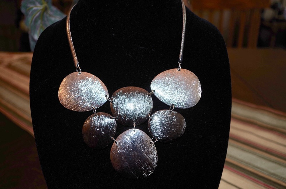 "EL" TWO TONE SILVER STATEMENT NECKLACE