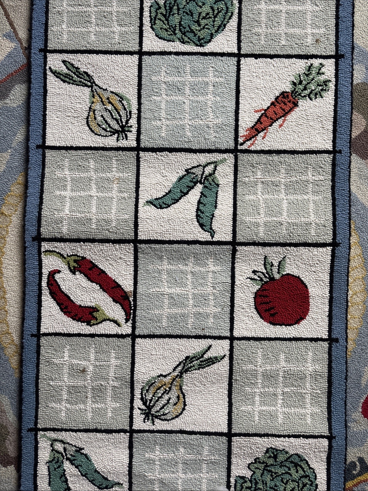 Claire Murray * Vegetables Garden RUNNER * 100% Wool Hand-made Rug 24x65