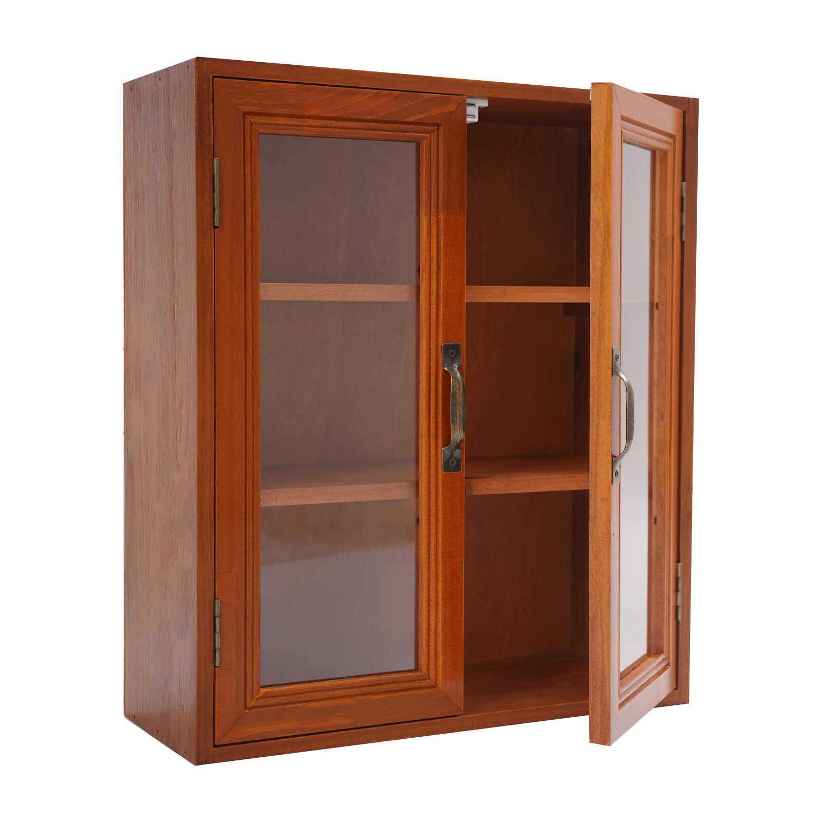 12.09*4.72*14.17in Brown Solid Wood& Acrylic Freestanding 3-tier Storage Cabinet