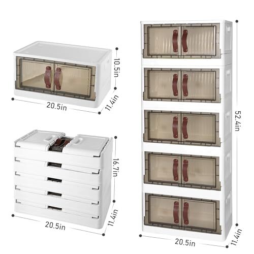 HEALSMART Plastic Storage Bins with Lids, 200 Quart, 5 Pack, Beige Wardrobe