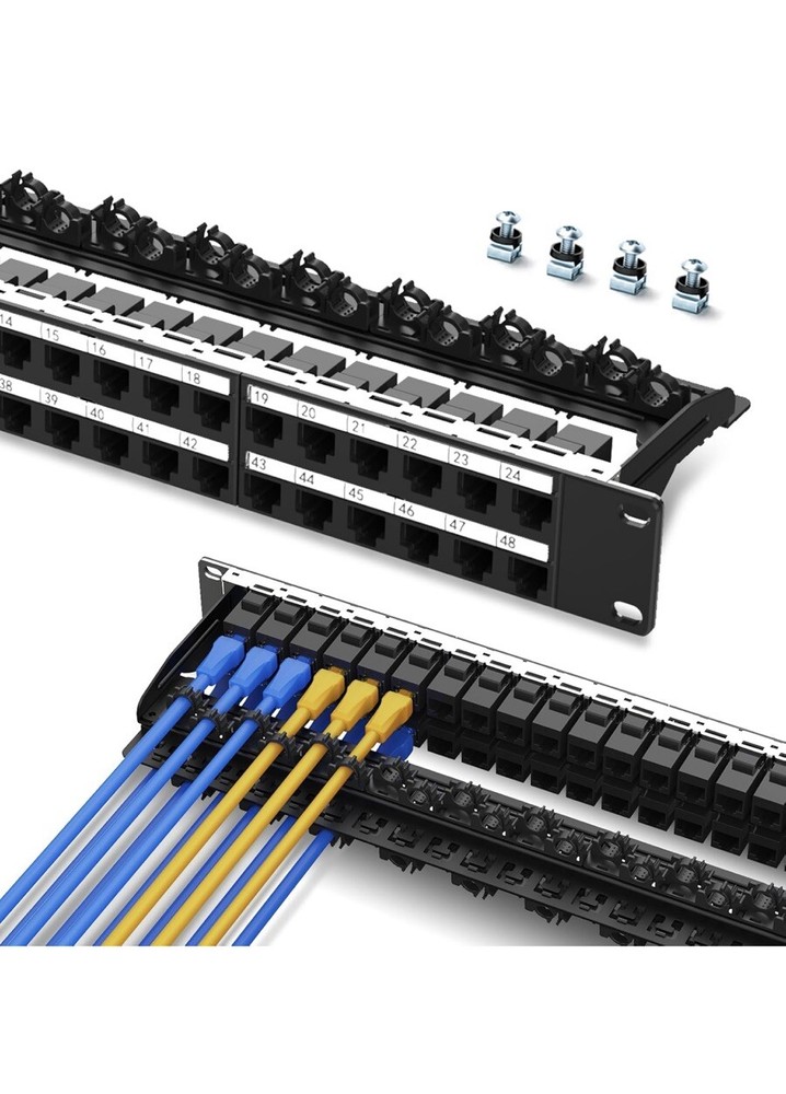 48 Port Patch Panel Cat6 19” Rack & Wall Mount Ethernet UTP Keystone Patch Panel