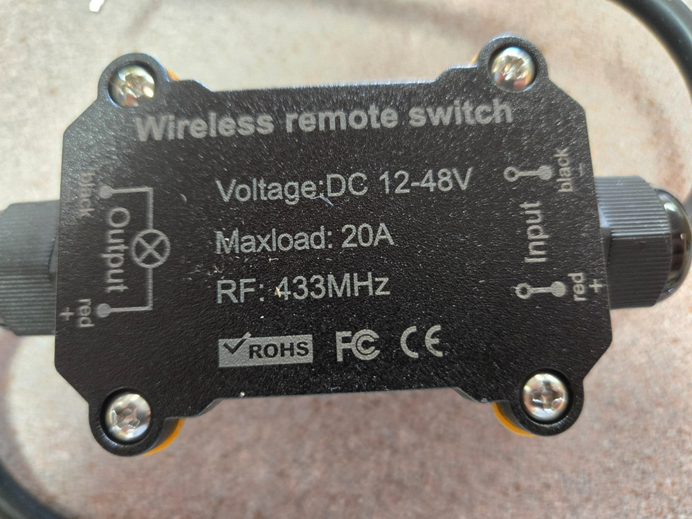 Wireless Remote Switch, 12-48V, 2 RF Remote Controls