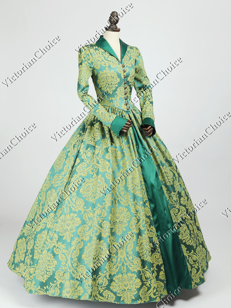 Renaissance Faire Colonial Queen Princess Brocade Gown Fantasy Dress Theater 162