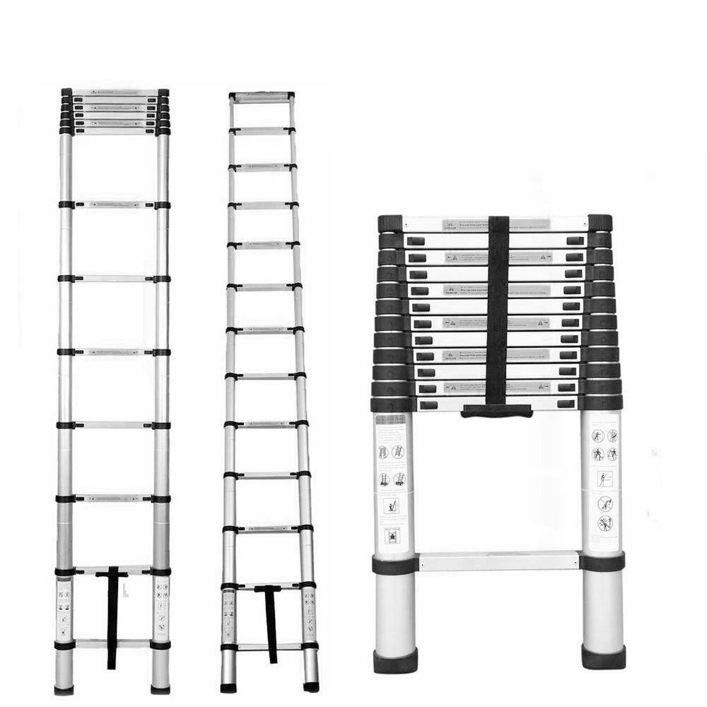 Non-Slip Telescoping Ladder Extension Ladders Folding Aluminum 10.5/12.5/14.5FT