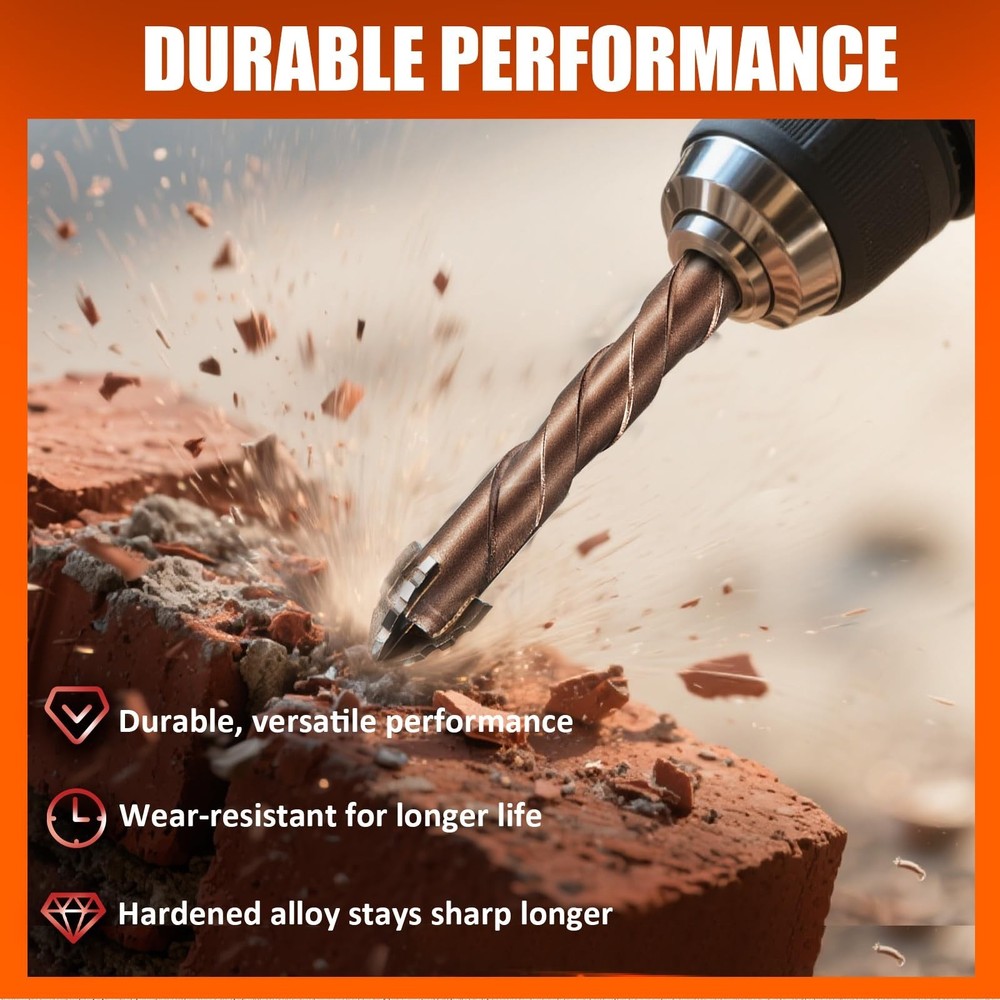 5 PCS Masonry Drill Bit Set, Professional Carbide Concrete Drill Bit Set for ...