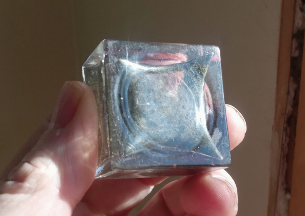 1860s NON SPILLING TRAVELER'S POCKET INKWELL GLASS WITH METAL COLLAR & CAP