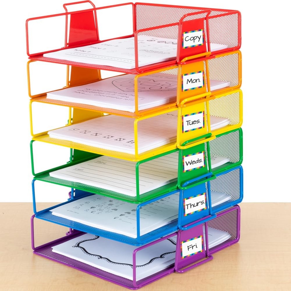 Really Good Stuff Stackable Letter-Size Wire Rack™ - 6 Colors Primary, 6 T