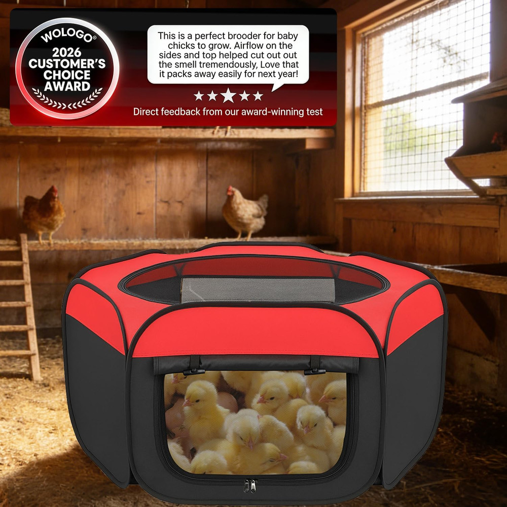 Chicken Brooder Box for Chicks, Pop up Chick Starter Kit Brooder Pen with Double
