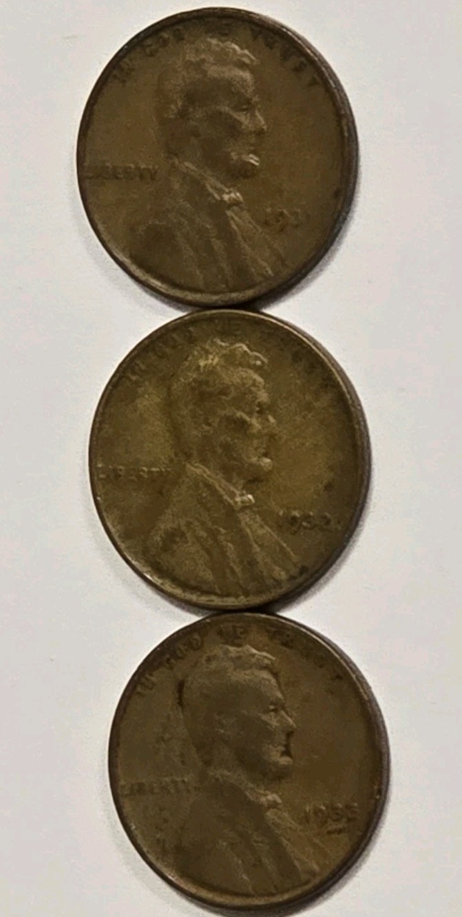 1323133P283 PHILLY MINT KEY DATE TRIO 1931-1933 WHEAT PENNIES LINCOLN CENT COINS