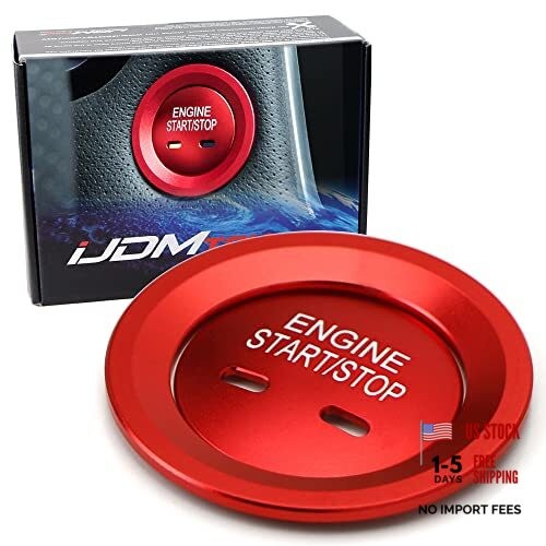 Keyless Engine Push Start Button & Surrounding Ring Compatible with Red