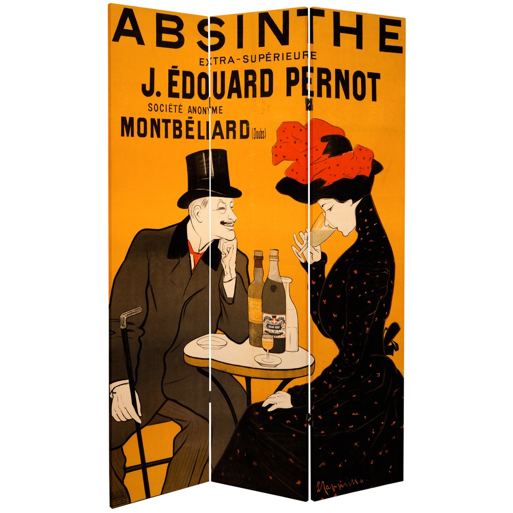 6 ft. Tall Double Sided Absinthe Canvas Room Divider