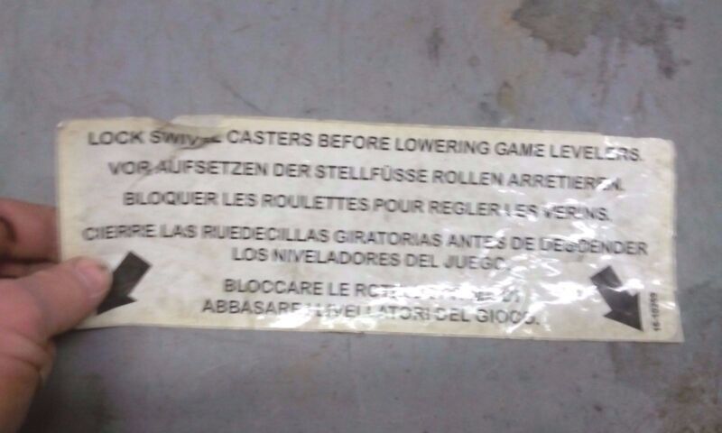midway arcade warning sticker