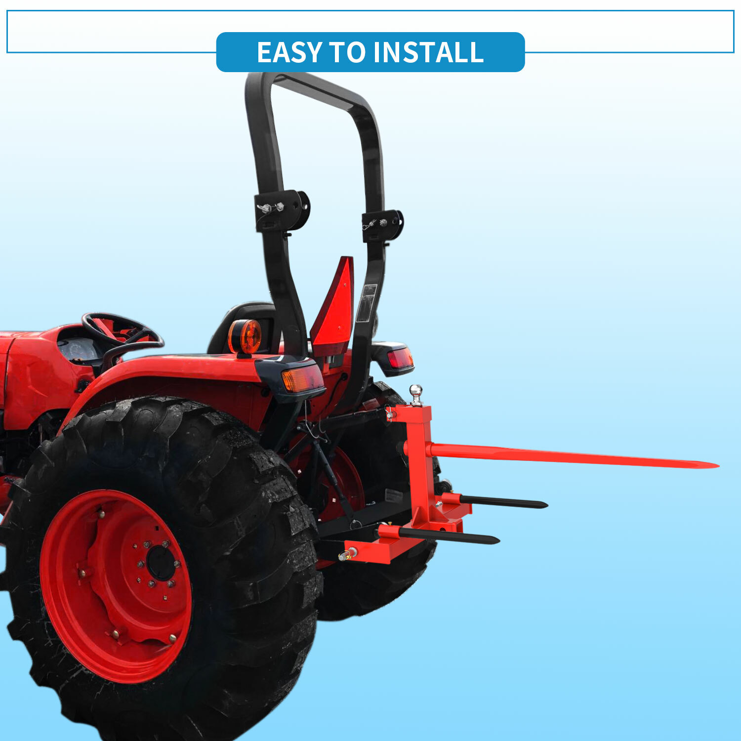 Cat 1 3 Point Hay Bale Spear Trailer Hitch Receiver with Ball