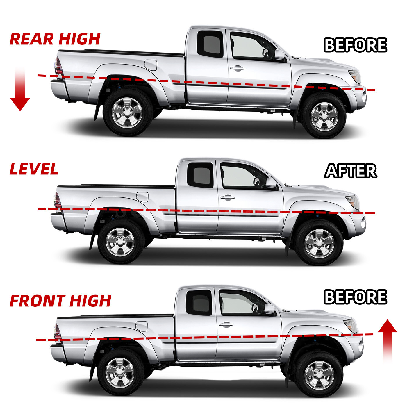3" Front 2" Rear Full Leveling Lift Kit For 2005-2023 Toyota Tacoma 2WD 4WD 6LUG