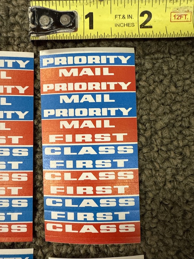 VTG 10 Sheets Priority Mail First Class Mail Stickers NOS