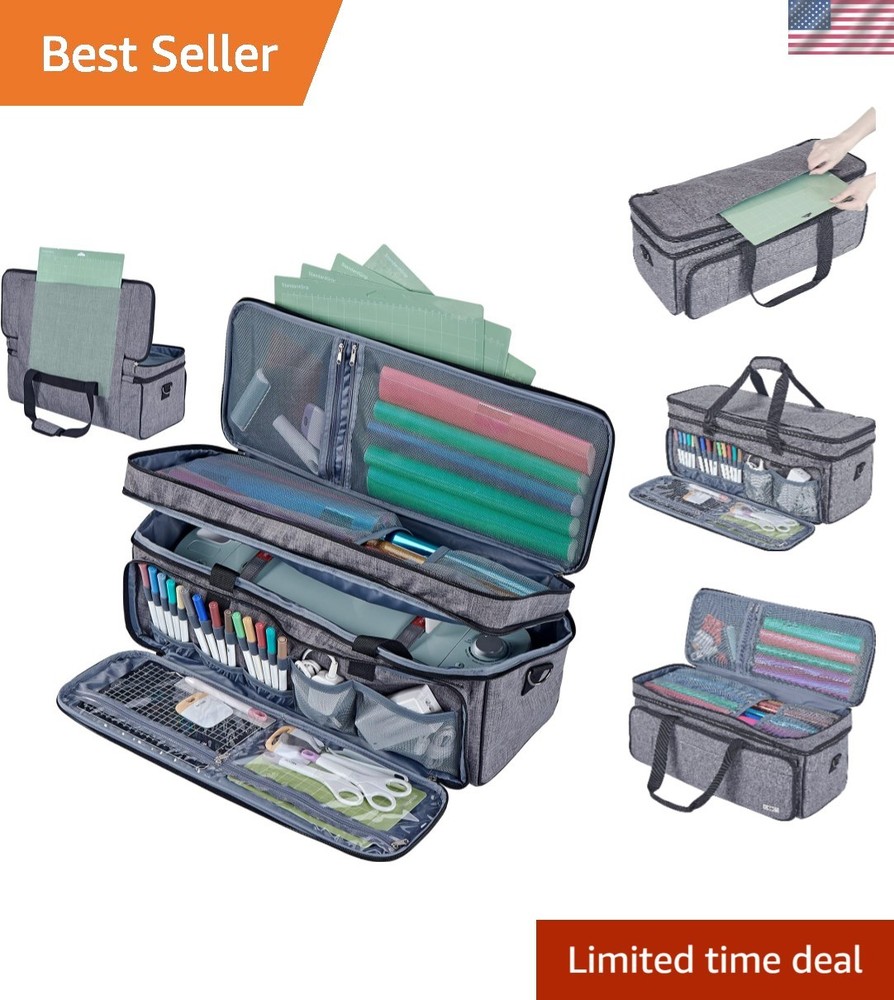 Double Layer Carrying Case with Mat Pocket for Cricut Maker 4, Explore 4, Mul...