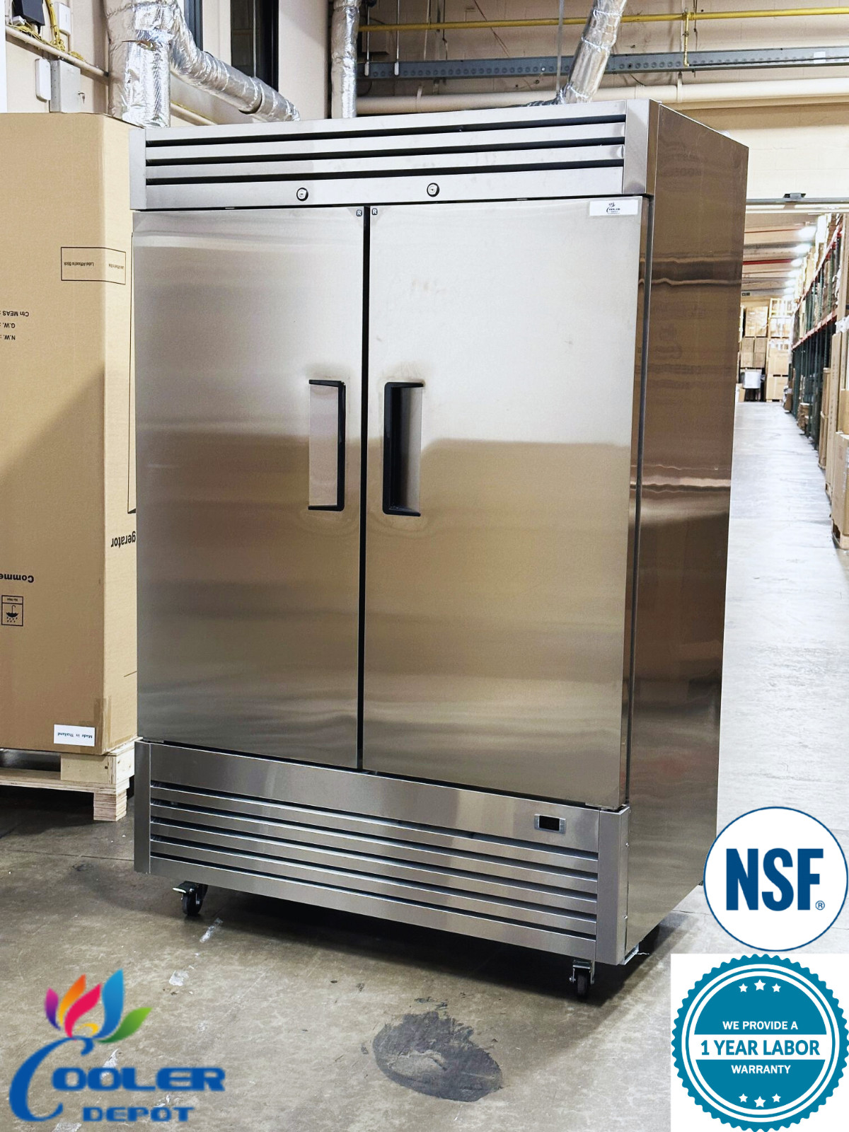 NEW 54" Commercial Freezer Reach In Two Door ALL Stainless Steel NSF ETL