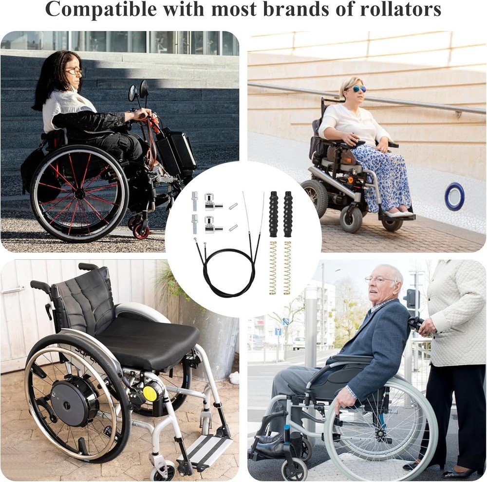 2 Sets Rollator Walker Brake Cable Replacement Kit Universal 41" Parts