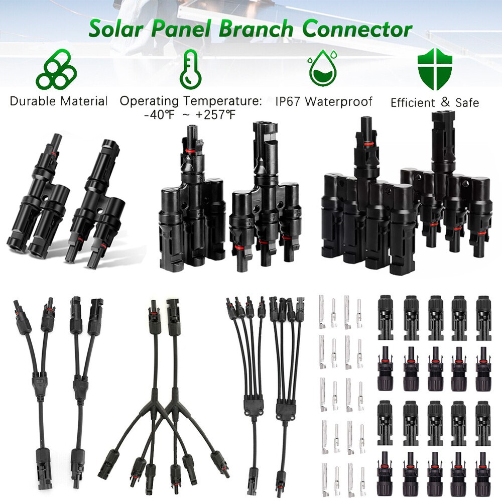 Solar Panel Y/T Branch Cable Connection Waterproof Connector & Charge Controller