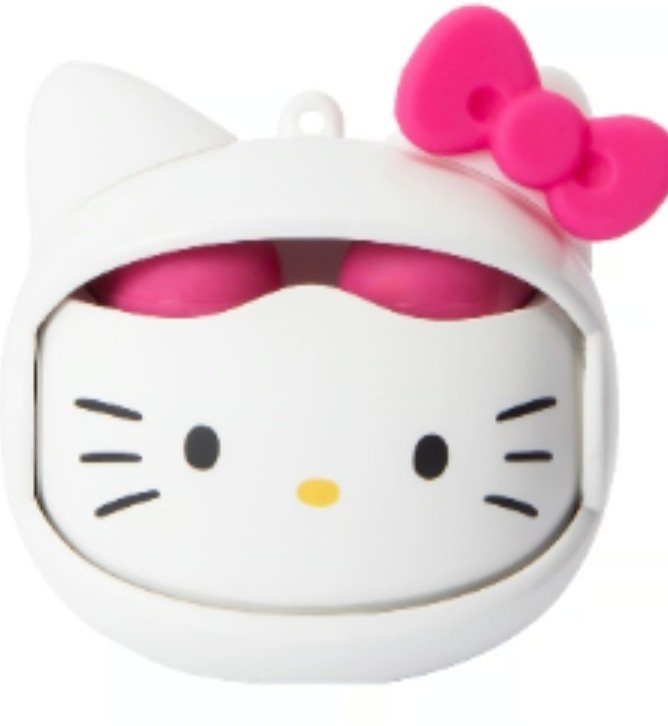 Sanrio Hello Kitty Wireless Bluetooth Earbuds, Rotating Case, Pink/White
