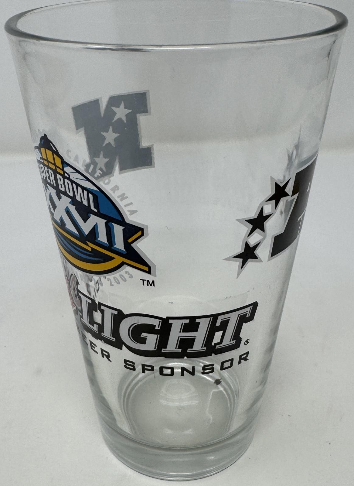 COORS LIGHT Official Super Bowl XXXVII Pint Beer Glass Football 2003