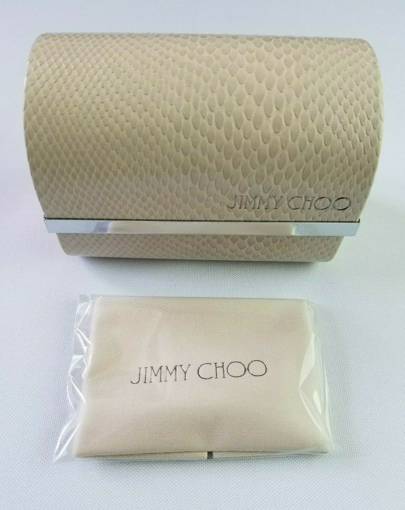 JIMMY CHOO BEIGE LIZARD PATTERN SMALL FOLDING SUNGLASS CASE WITH CLEANING CLOTH