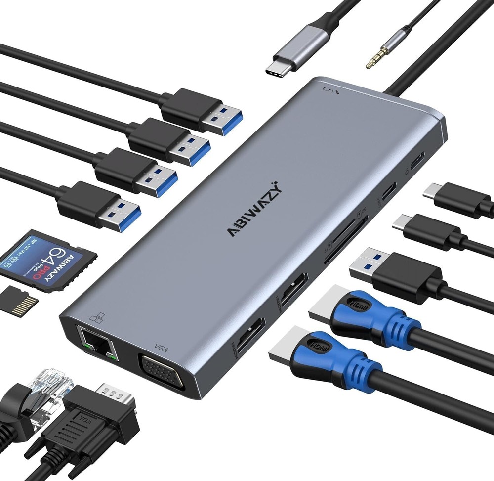 Comprehensive USB C Dock with Gigabit Ethernet, Audios, and SD Card Reader