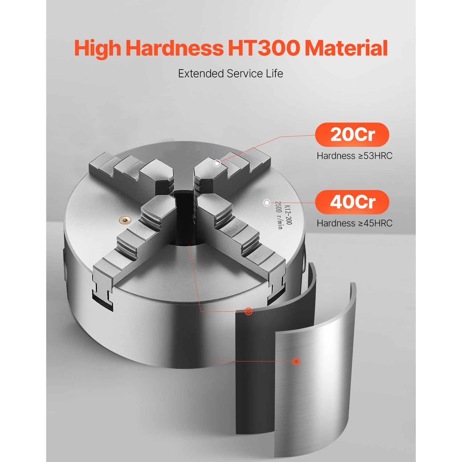 8 In 4-Jaw Self-Centering Lathe Chuck with 1 1/2 in-8 Backing Plate