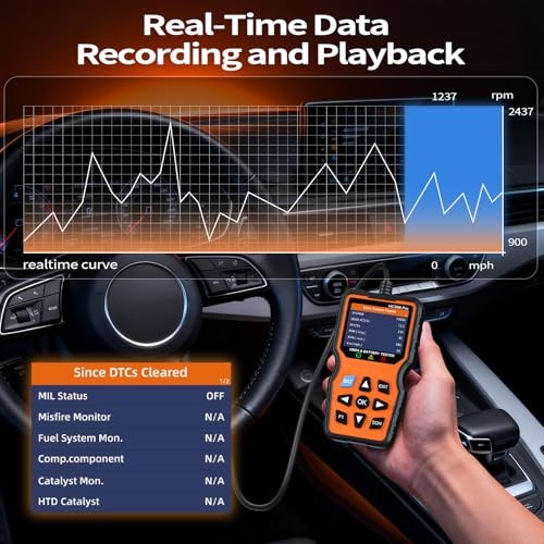 OBD2 Scanner and Battery Tester, Plug & Play Check Engine Light Code yellow