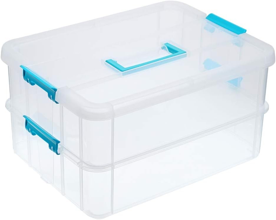 2 Layer Stack & Carry Box Plastic Multipurpose Portable Storage Container Box