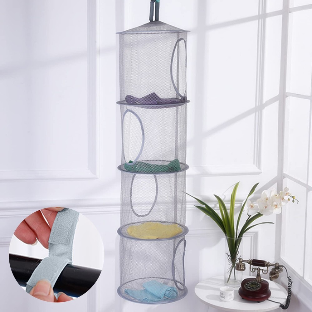 2pcs Hanging Mesh Storage Organizer Bag Foldable Space Saving Organizer with ...