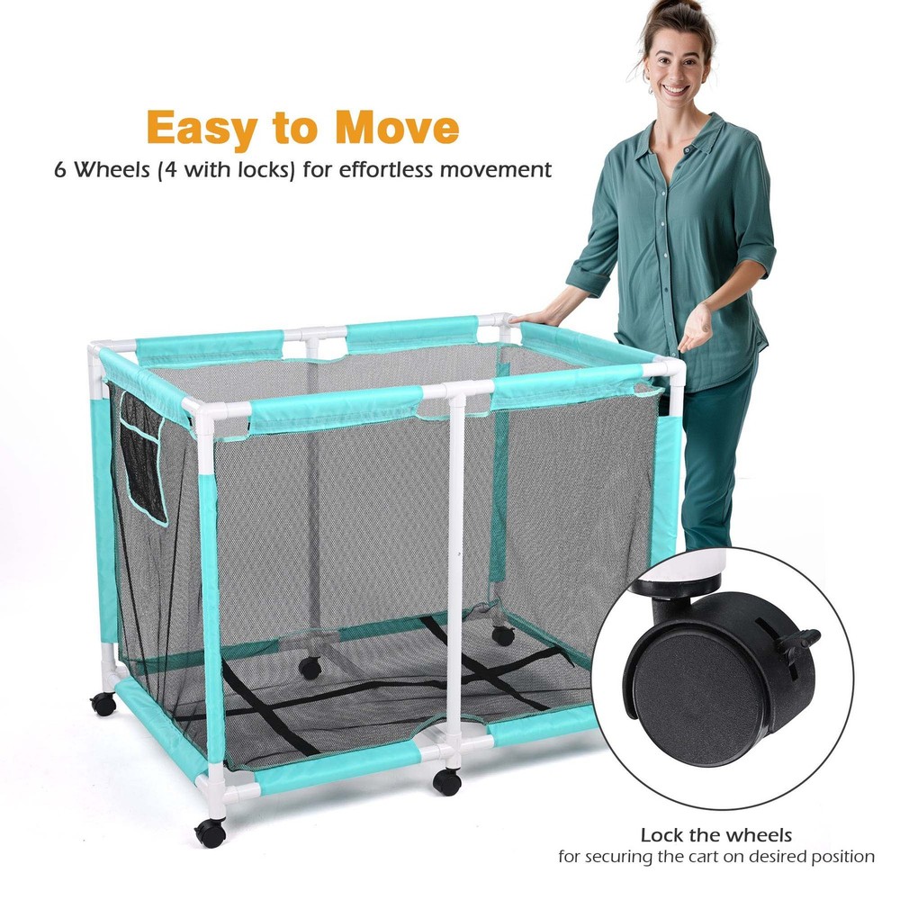 AplusChoice 214 Gallon Pool Float Storage Bin 6 Wheels Rolling Cart Closeout
