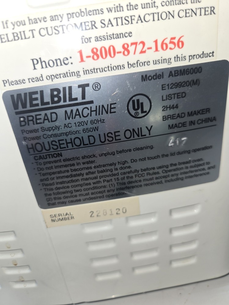Welbilt ABM 6000 The Bread Machine Bread Maker