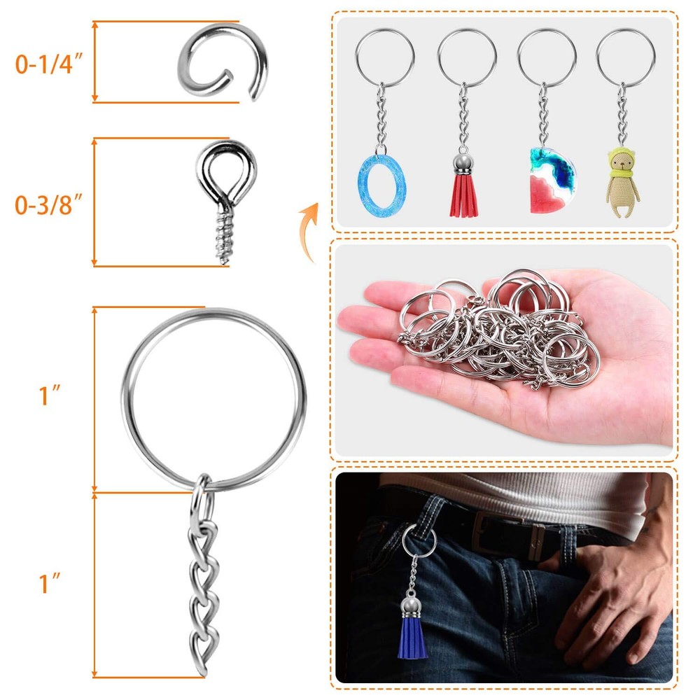 Keychain Rings for Crafts, Flasoo 360Pcs Keychains Resin Include Silver
