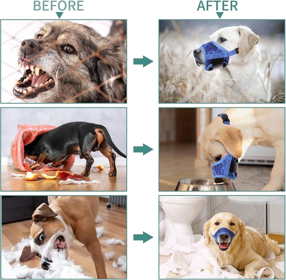 Breathable Nylon Dog Muzzle - Adjustable, Comfortable, Anti-Bite & Bark Control