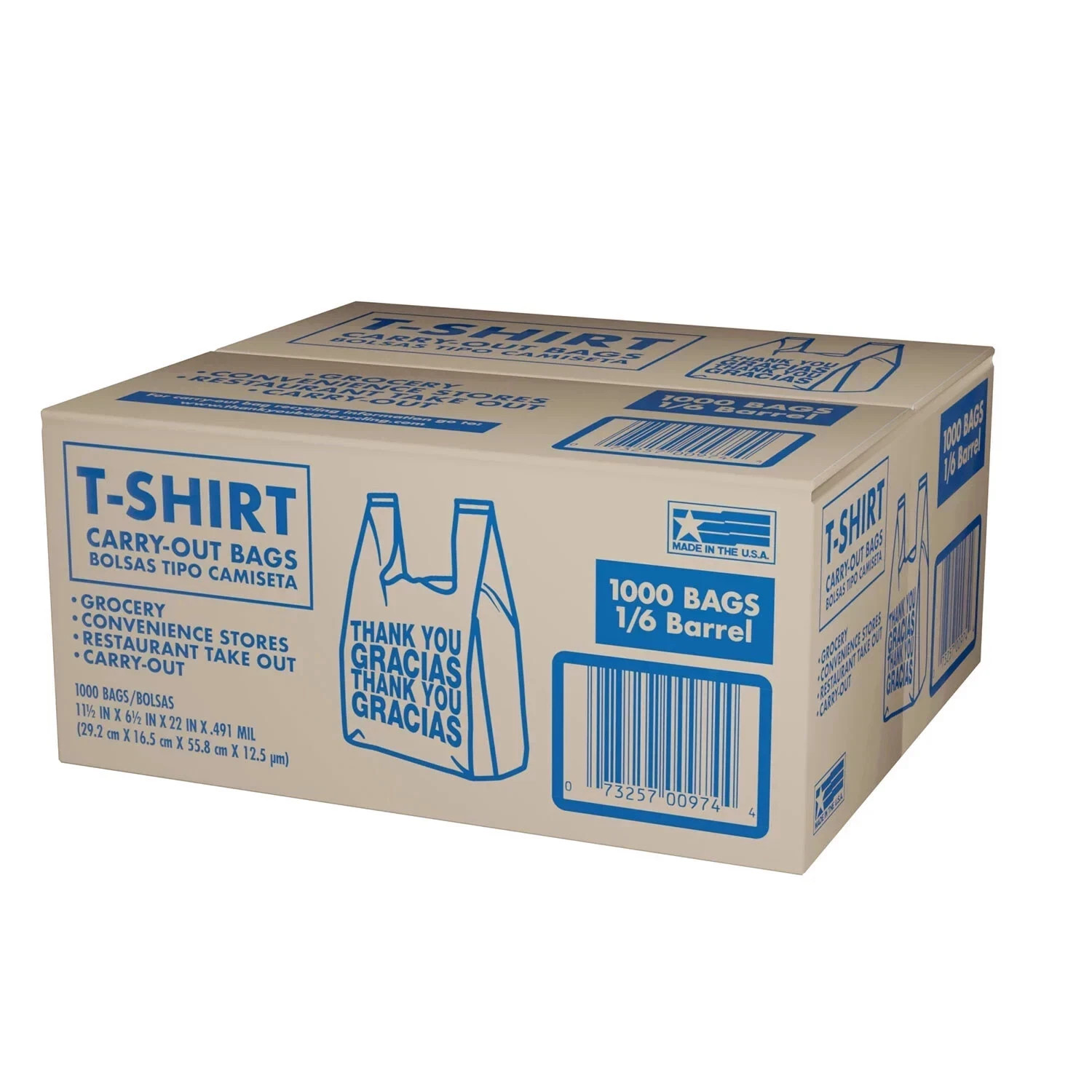 T-Shirt Carry-Out Bags, 11.5" x 6.5" x 22" (1,000 ct.) Free Shipping Great Price