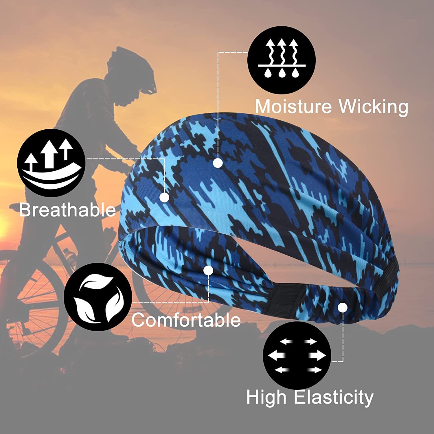 Sweat Headband for Men Women Sweatband Yoga Gym Running Stretch Sports Head Band