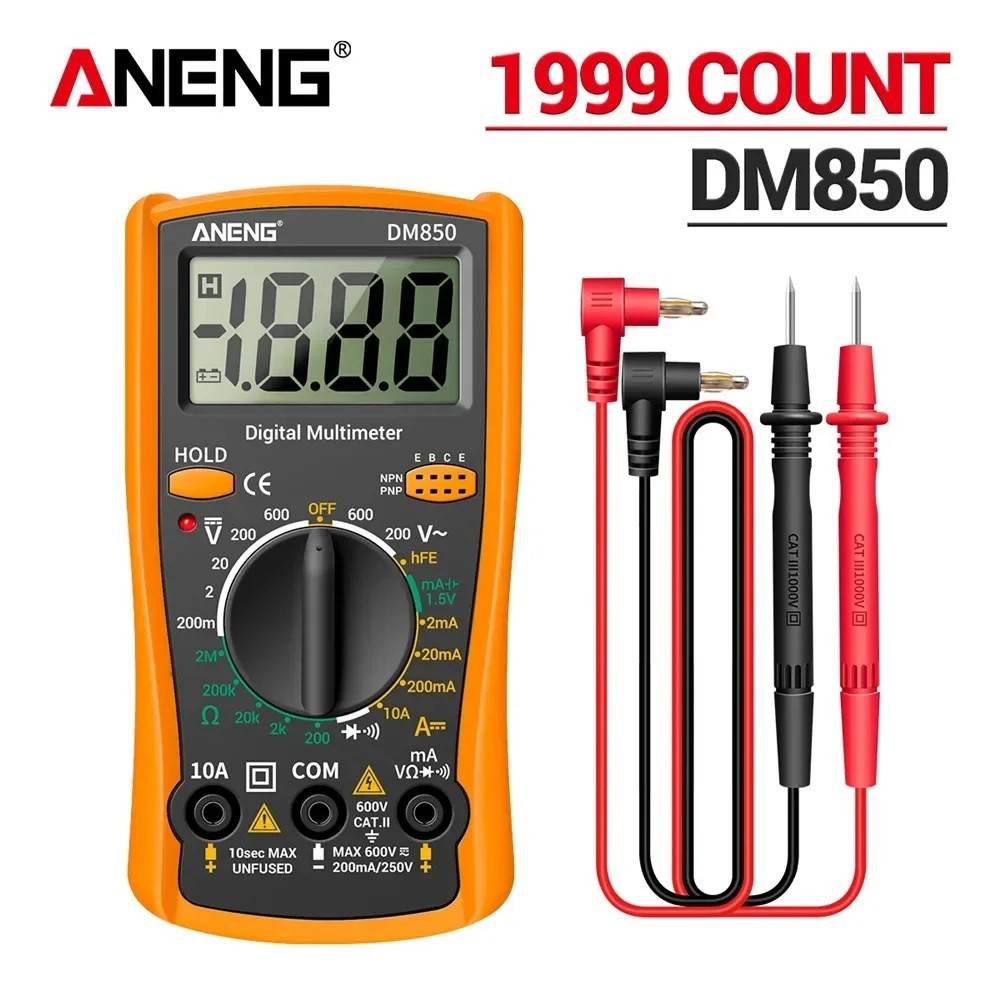 LCD Digital Multimeter Voltmeter Ammeter Ohmmeter Volt AC DC Tester Leads Meter