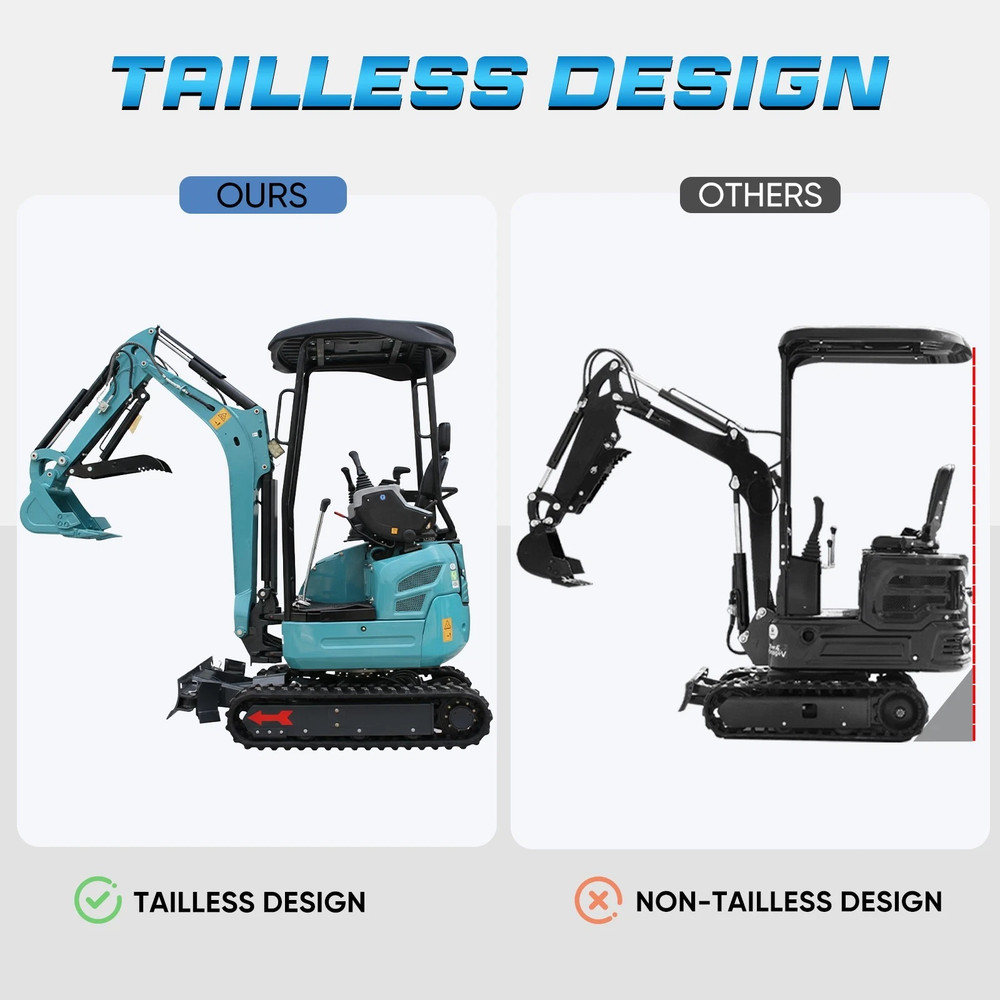2.5Ton Mini Excavator Side Swing Digger with Kubota D902 Engine Extendable Track