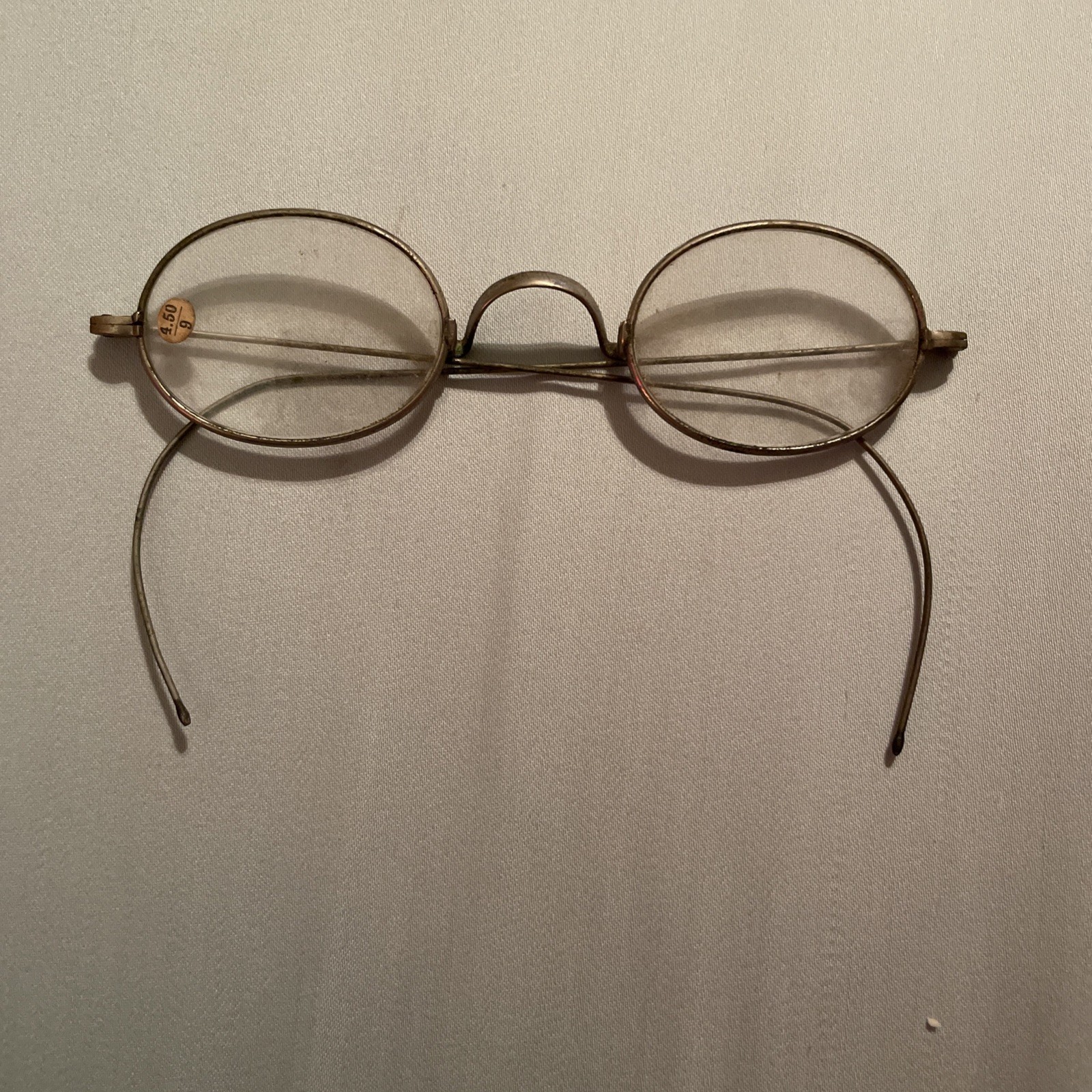 Antique 1900’s Silver Wire Rim Eye Glasses Readers Marked 4.50/9   Used