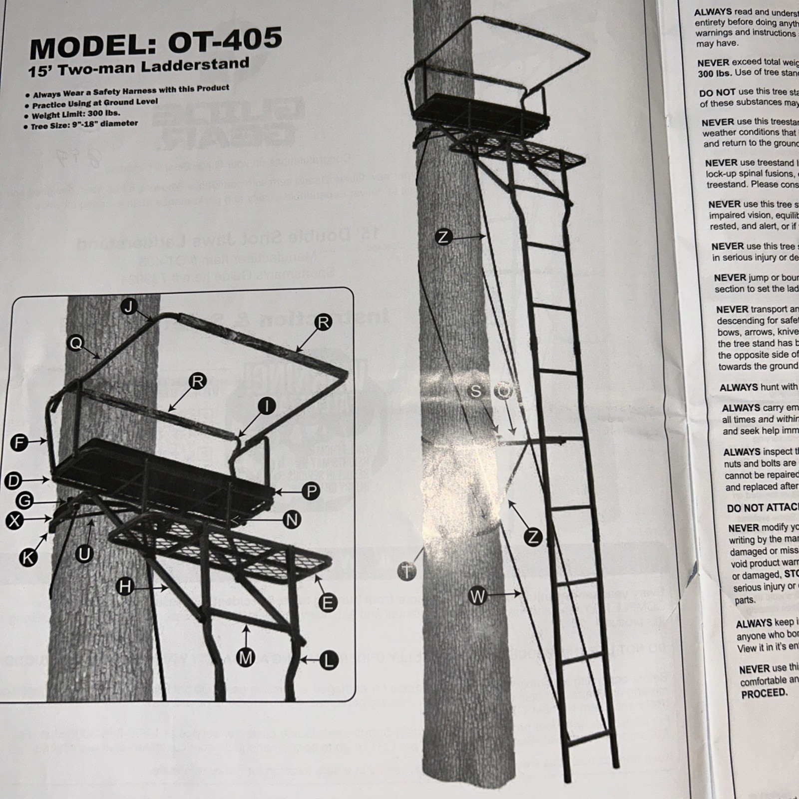 Sportsman’s Guide Gear 15’ Double Shot Jaws Ladder stand