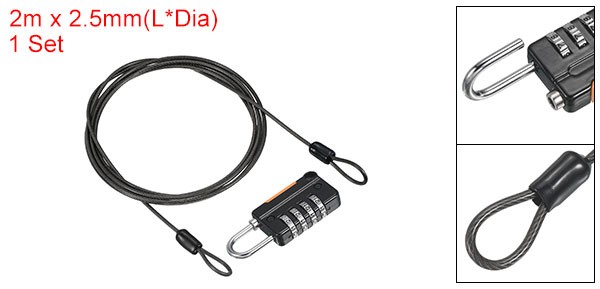 1Pcs 6.5Ft 4Digit Security Cable Padlock Combination Lock