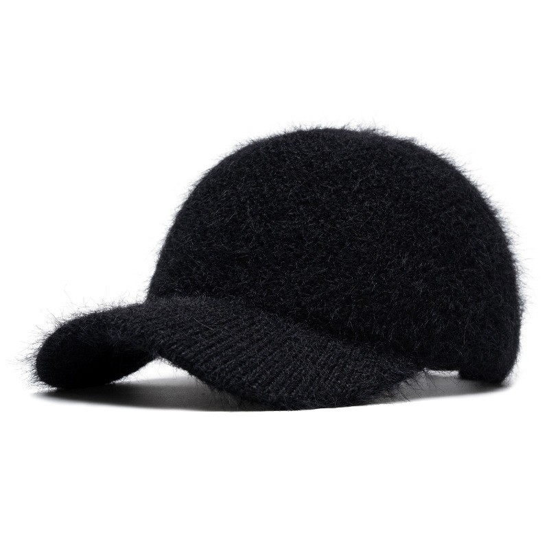 Women Winter Warm Wool Baseball Cap Classic Solid Adjustable Duckbill Golf Hat