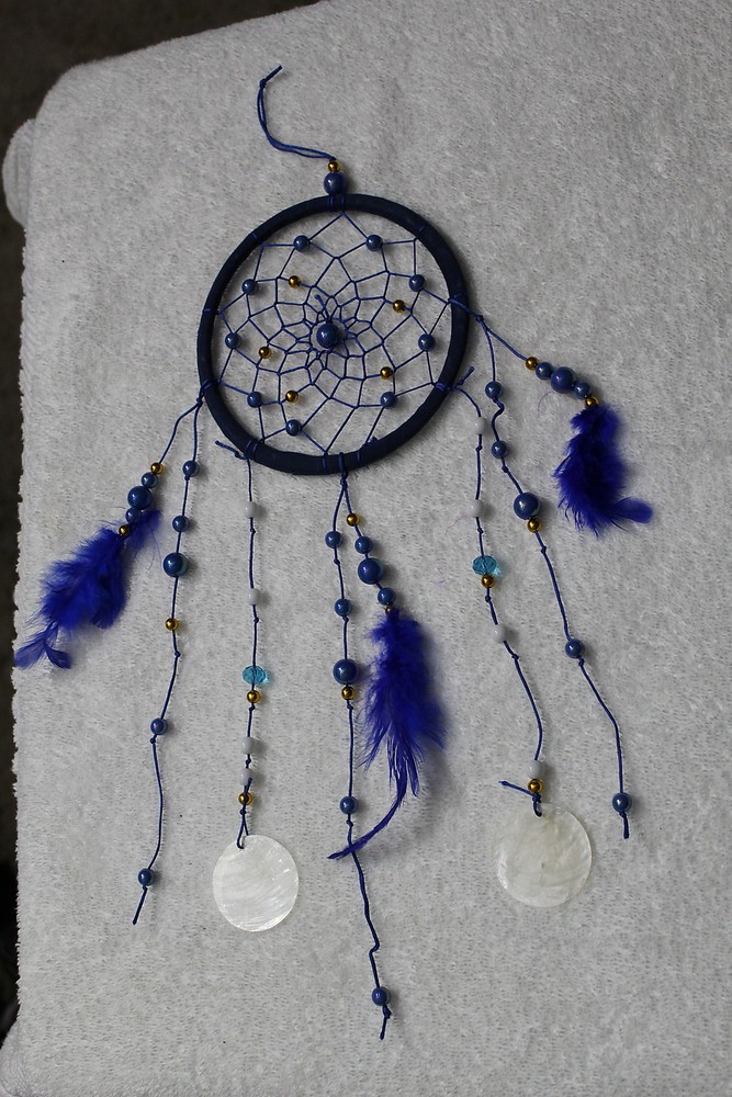 DREAMCATCHER WINDCHIME BEADS SHELLS DARK BLUE COLOR