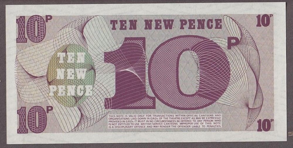 British Armed Force 10 New Pence Note 6th Series UNC