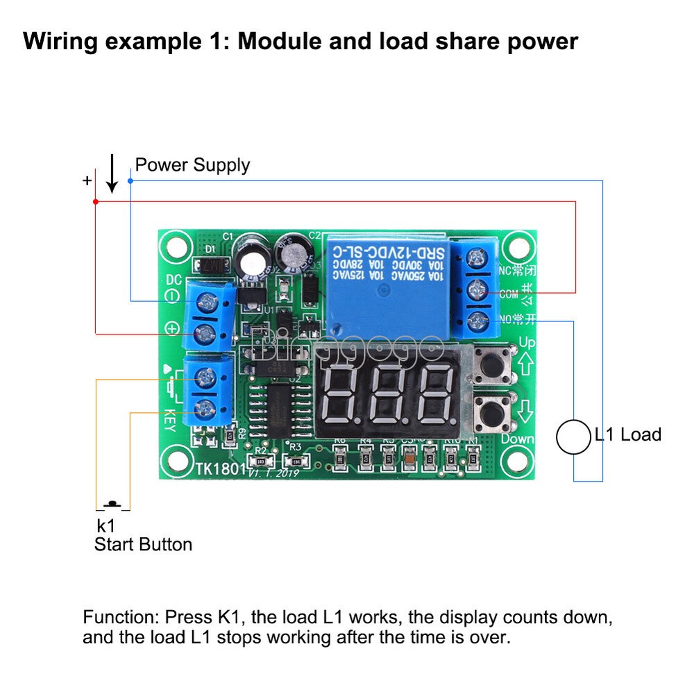 DC 12V Display Delay Timing Relay Module Timer Relay Board 1-999 Seconds