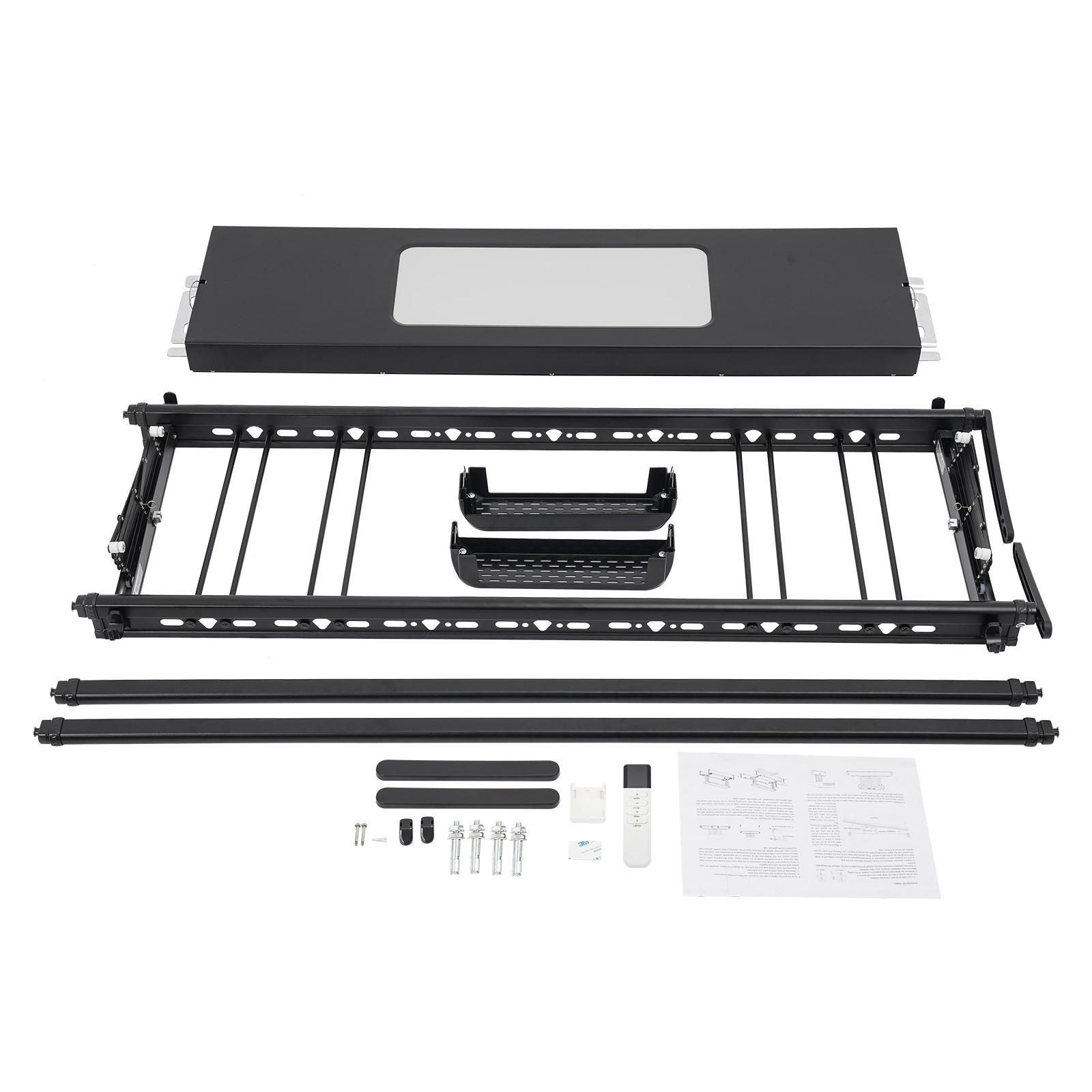 Electric Retractable Airing Rack Clothes Drying Rack W/ Remote Control & Light